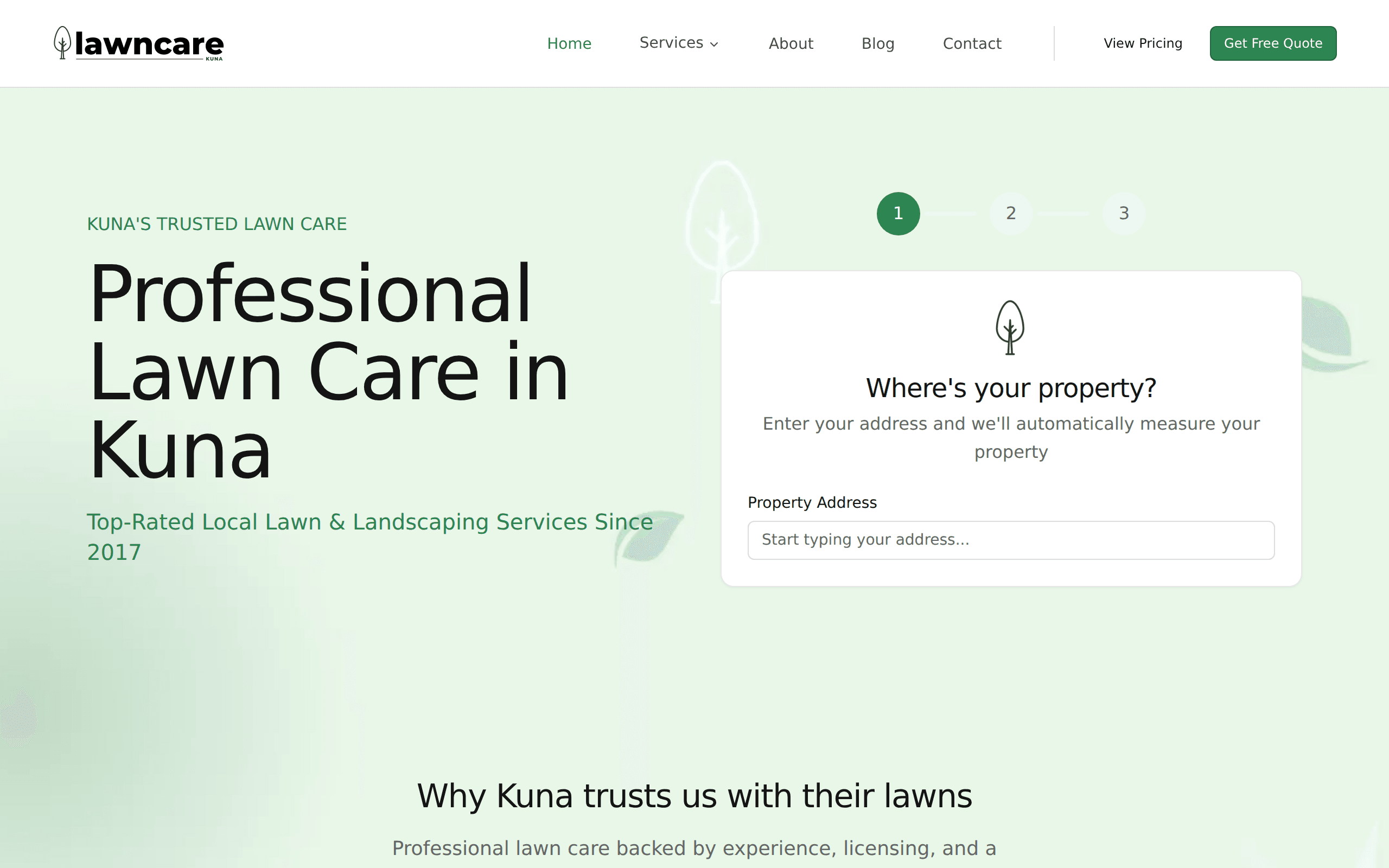 Lawn Care Kuna website design by webIQ