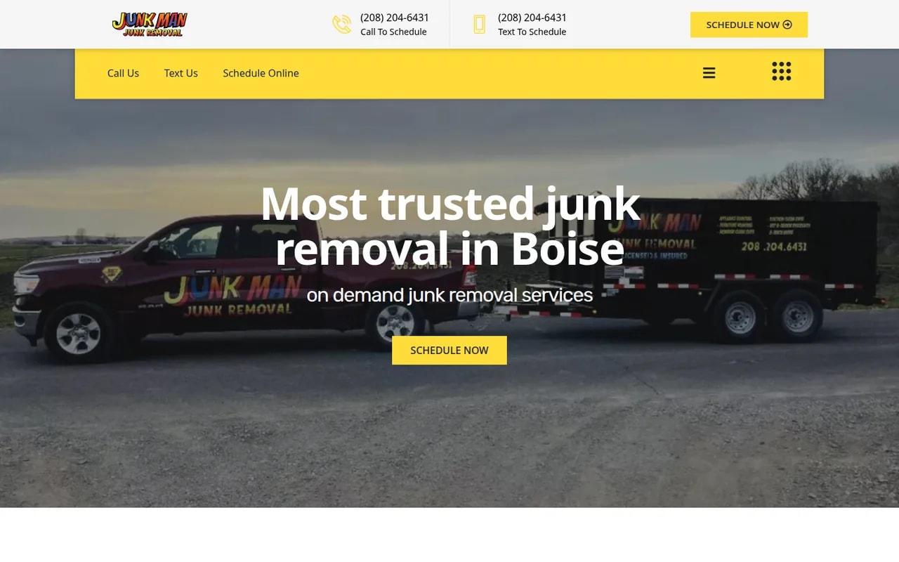 Junk Man Junk Removal website homepage