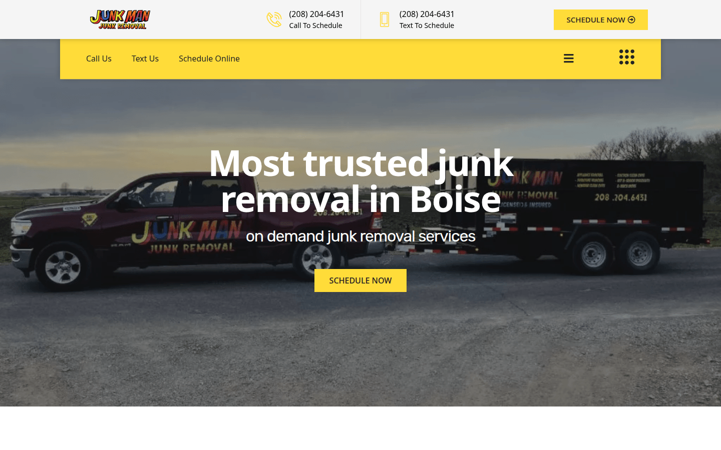Junk Man Junk Removal website homepage