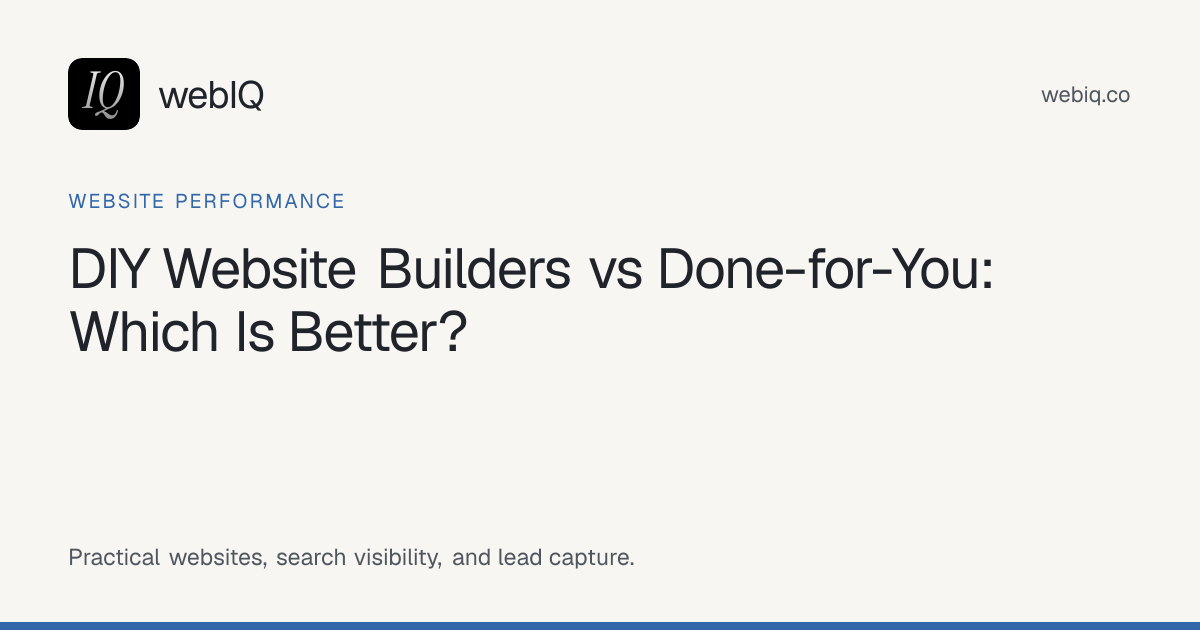 webIQ cover: DIY Website Builders vs Done-for-You: Which Is Better?