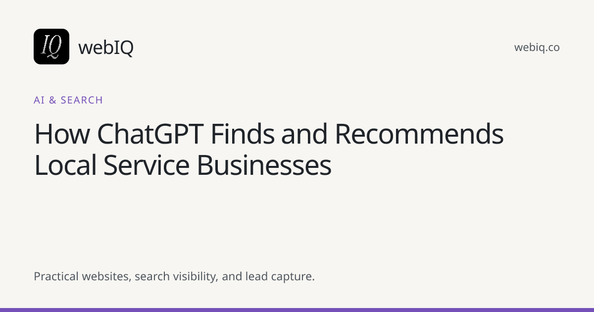 webIQ cover: How ChatGPT Finds and Recommends Local Service Businesses