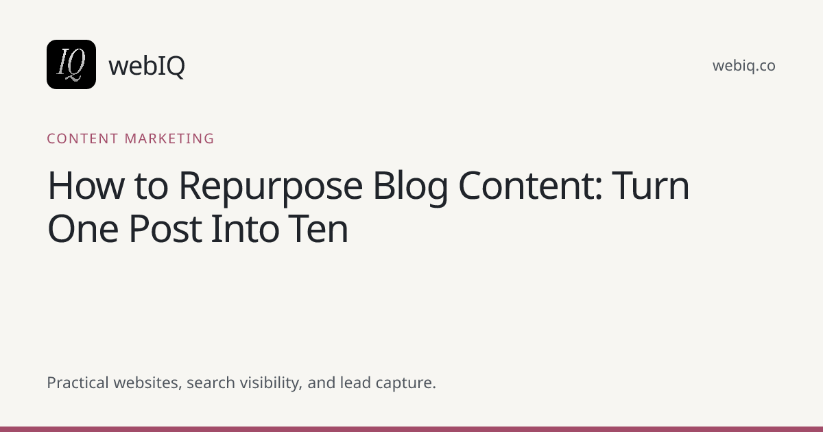 webIQ cover: How to Repurpose Blog Content: Turn One Post Into Ten