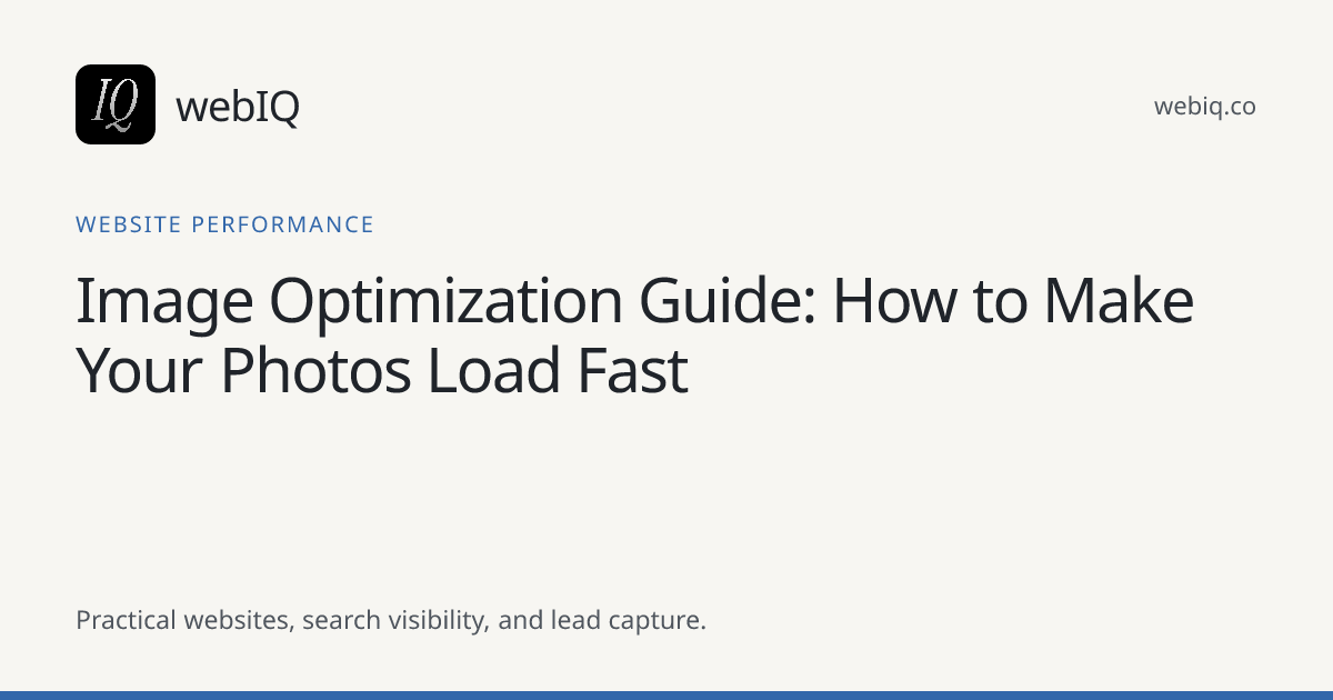 webIQ cover: Image Optimization Guide: How to Make Your Photos Load Fast