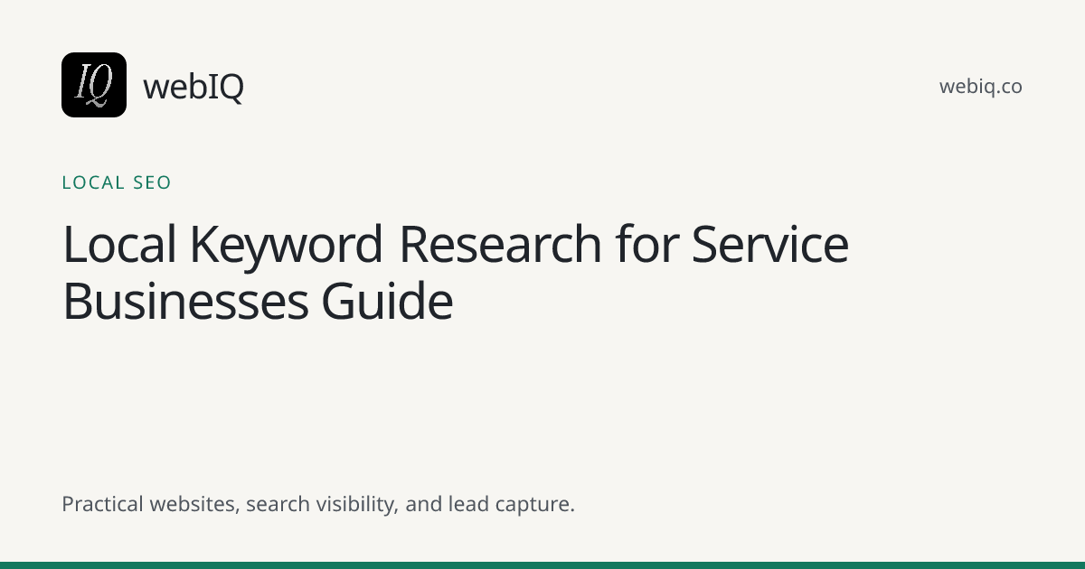 webIQ cover: Local Keyword Research for Service Businesses Guide