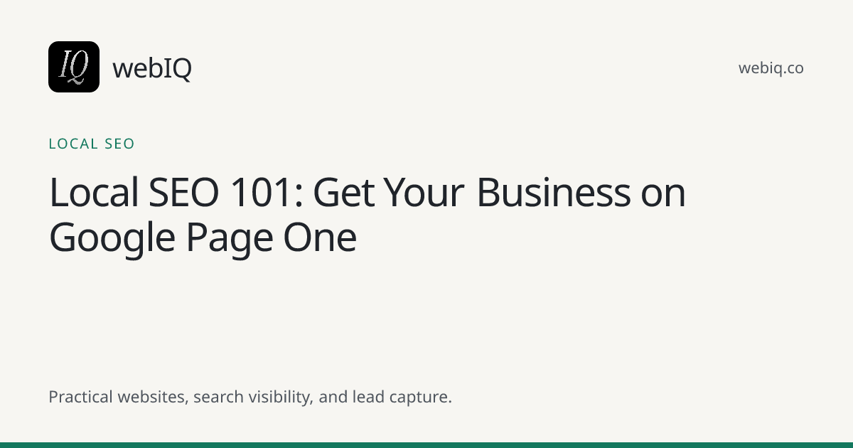 webIQ cover: Local SEO 101: Get Your Business on Google Page One