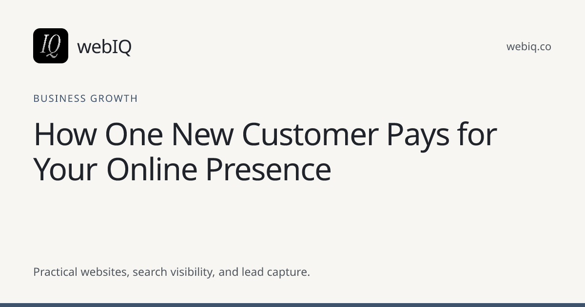 webIQ cover: How One New Customer Pays for Your Online Presence
