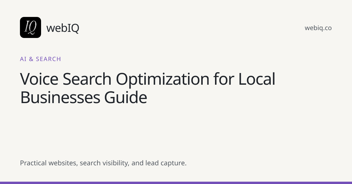 webIQ cover: Voice Search Optimization for Local Businesses Guide