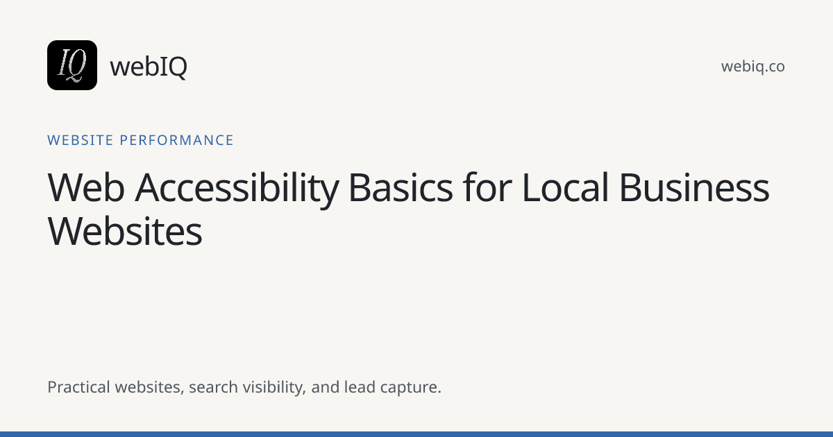 webIQ cover: Web Accessibility Basics for Local Business Websites