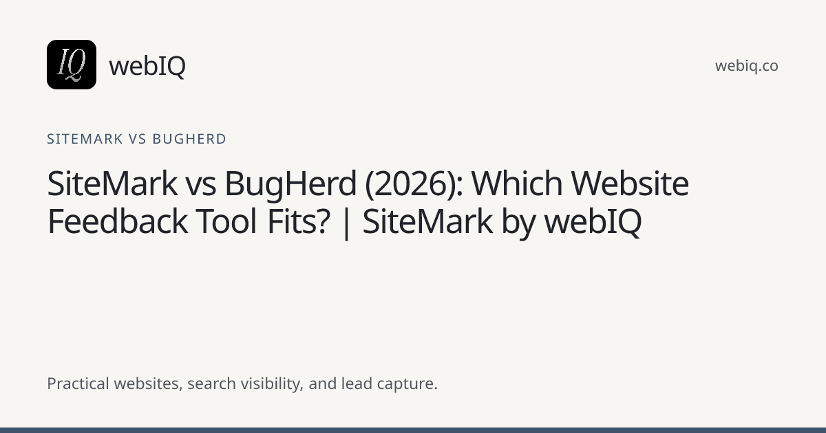 webIQ cover: SiteMark vs BugHerd (2026): Which Website Feedback Tool Fits? | SiteMark by webIQ